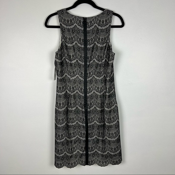 Jessica Simpson NWT Scalloped Hem Sheath Dress Lace Black White Size 10 - Picture 5 of 9
